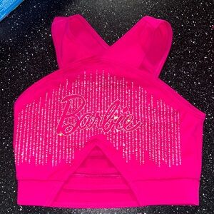 AS BRIGHT PINK BLINGED BARBIE SPORTS BRA
